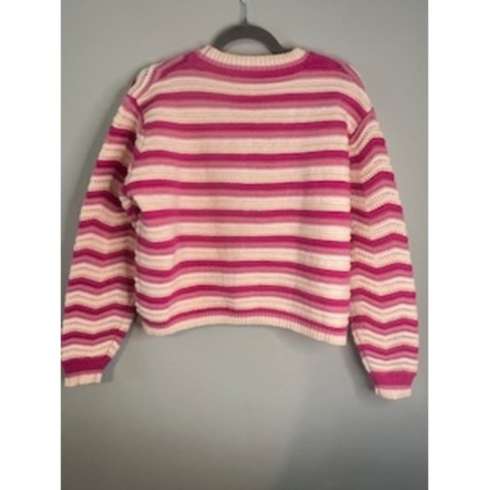 Strut & Bolt Pink‎ Multi Chevron Knit Cardigan Sweater Covered Buttons Small NWT - Picture 2 of 9